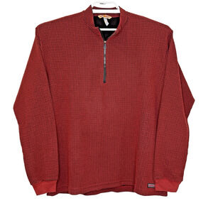 Gramicci 1/4 Zip Pullover Shirt Mens Large Red Textured Long Sleeve Mock Neck
